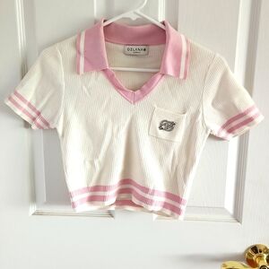 knitted polo crop top